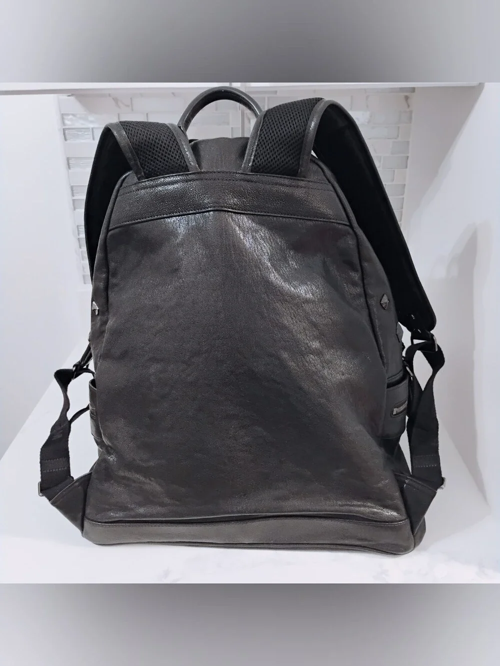 EUC MCM Studded Leather Backpack - Black